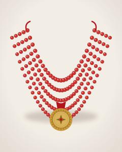 Coral Necklace, 5 Strands
