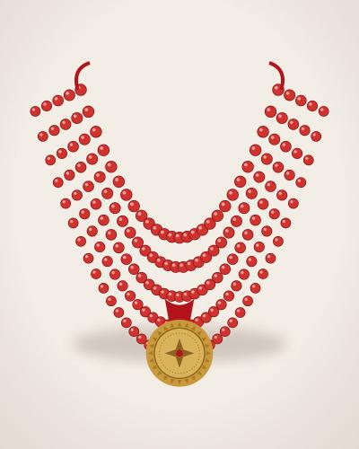 Coral Necklace, 5 Strands